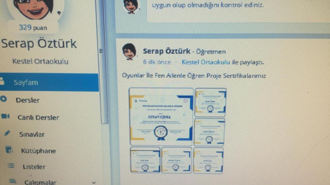 eTwinning Oyunlar ile Fen Ailenle Öğren Proje Sertifikalarımız EBA 'da Haber Oldu...